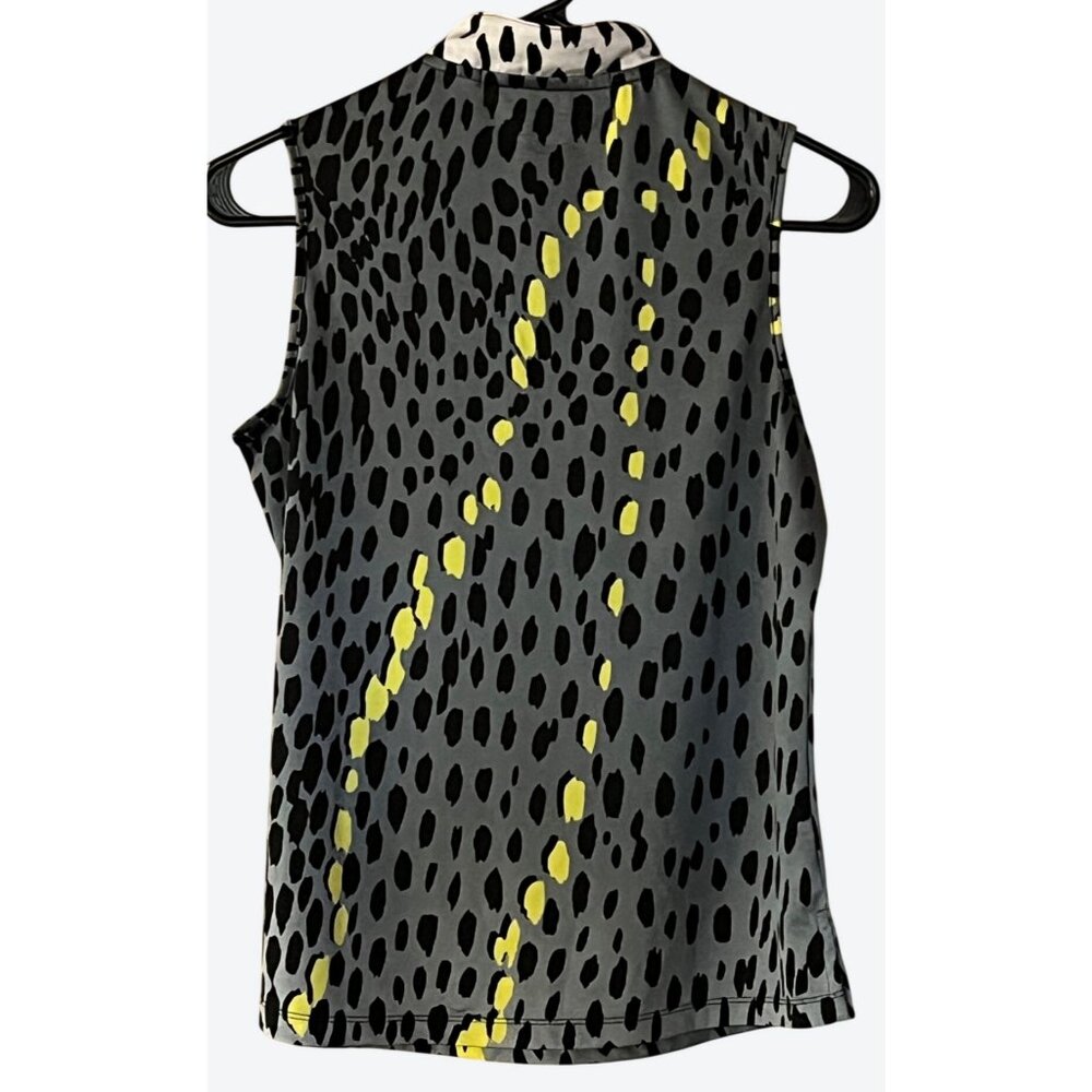 Jamie Sadock Women's XS 1/4 Zip Sleeveless Golf Top Gray, Black Yellow Geometric - Picture 3 of 5
